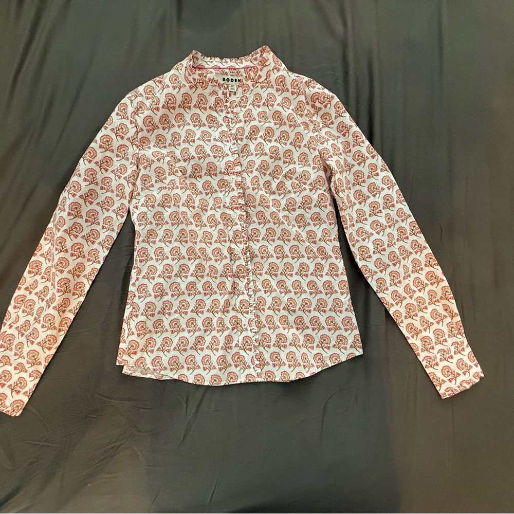 Boden Phoebe Floral Shirt Pink Floral Button-Front Women's - Picture 6 of 14